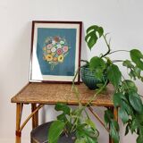 Rattan and cork side table