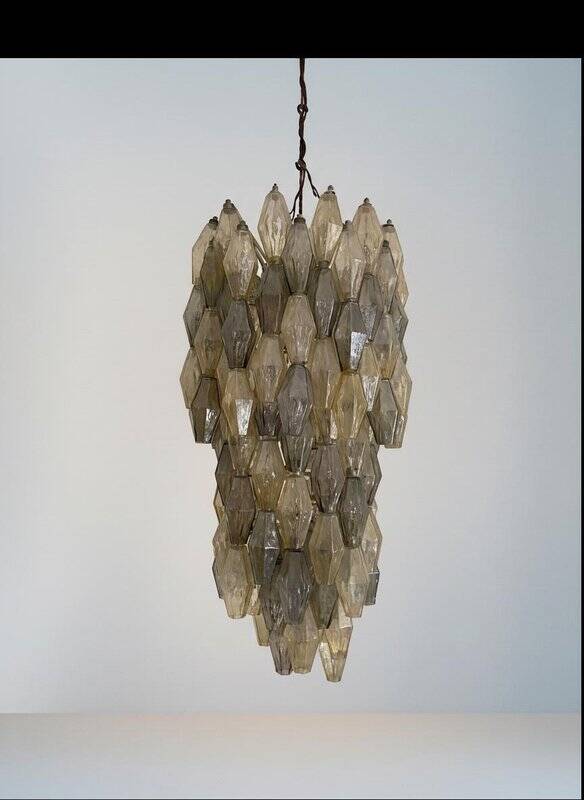 First Edition Murano Glass Poliedri Chandelier attributed to Carlo Scarpa for Venini, 1960s