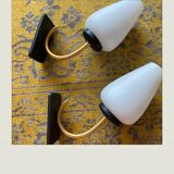 Pair of art deco wall light black and gold - 50s
