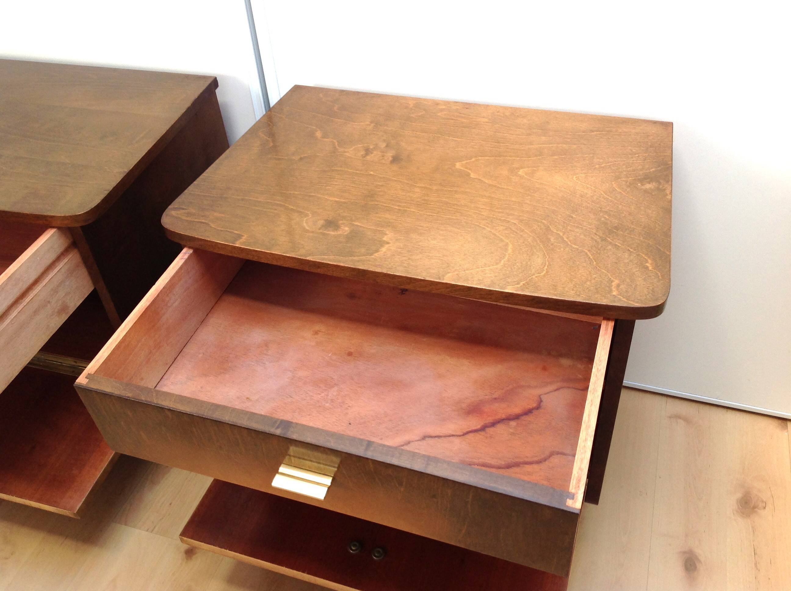 Pair of bedside tables with compass feet / vintage 50s-60s