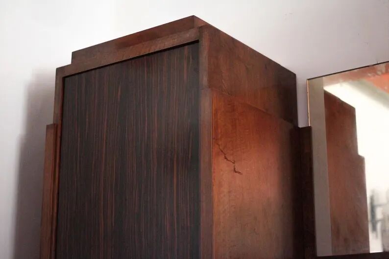 Meuble Art déco, buffet art déco bois et miroir, meuble de rangement, décoration intérieure