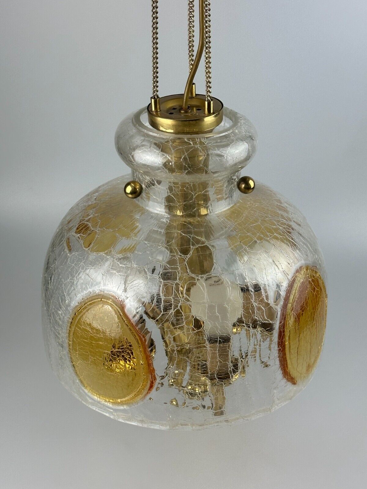 1960's 1970's brutalist ceiling lamp pendant lamp brass & murano glass