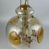 1960's 1970's brutalist ceiling lamp pendant lamp brass & murano glass
