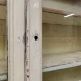 Vitrine bibliothèque buffet deux corps milieu XIXeme en sapin patine blanc