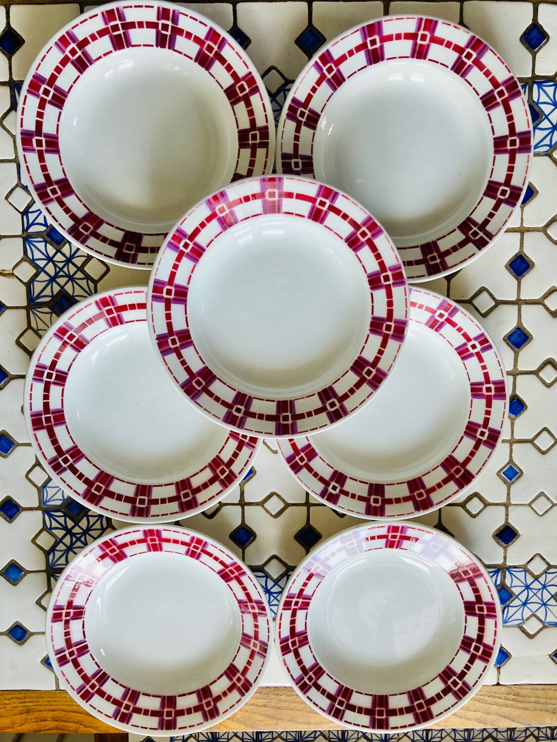 X7 assiettes creuses en faïence Stuart Moulin des loup- retro-cuisine- vintage