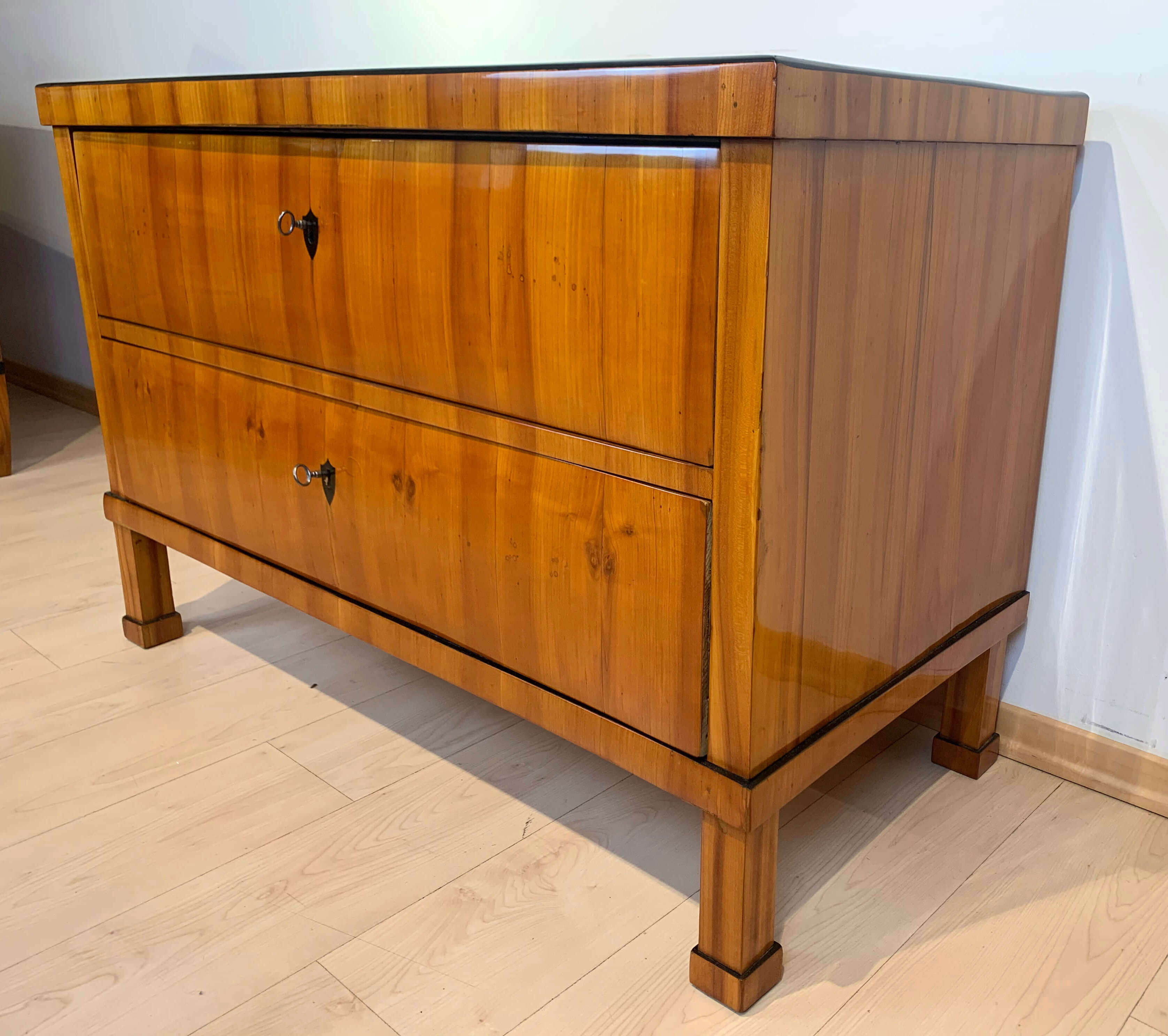 Biedermeier Two Drawer Commode, Cherry Veneer, South Germany, circa 1820