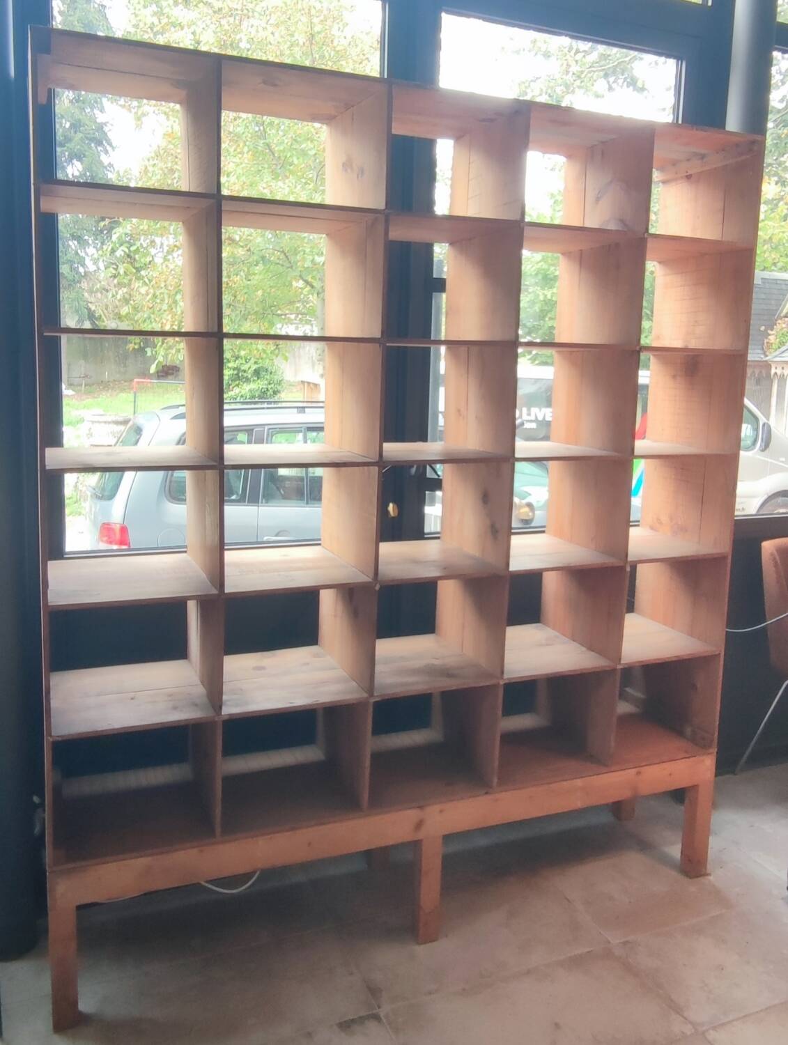 Large industrial-style shelving unit