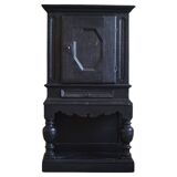 Antique black painted wardrobe from the 18th century by a Danish cabinetmaker, baroque.