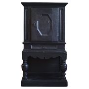 Antique black painted wardrobe from the 18th century by a Danish cabinetmaker, baroque.