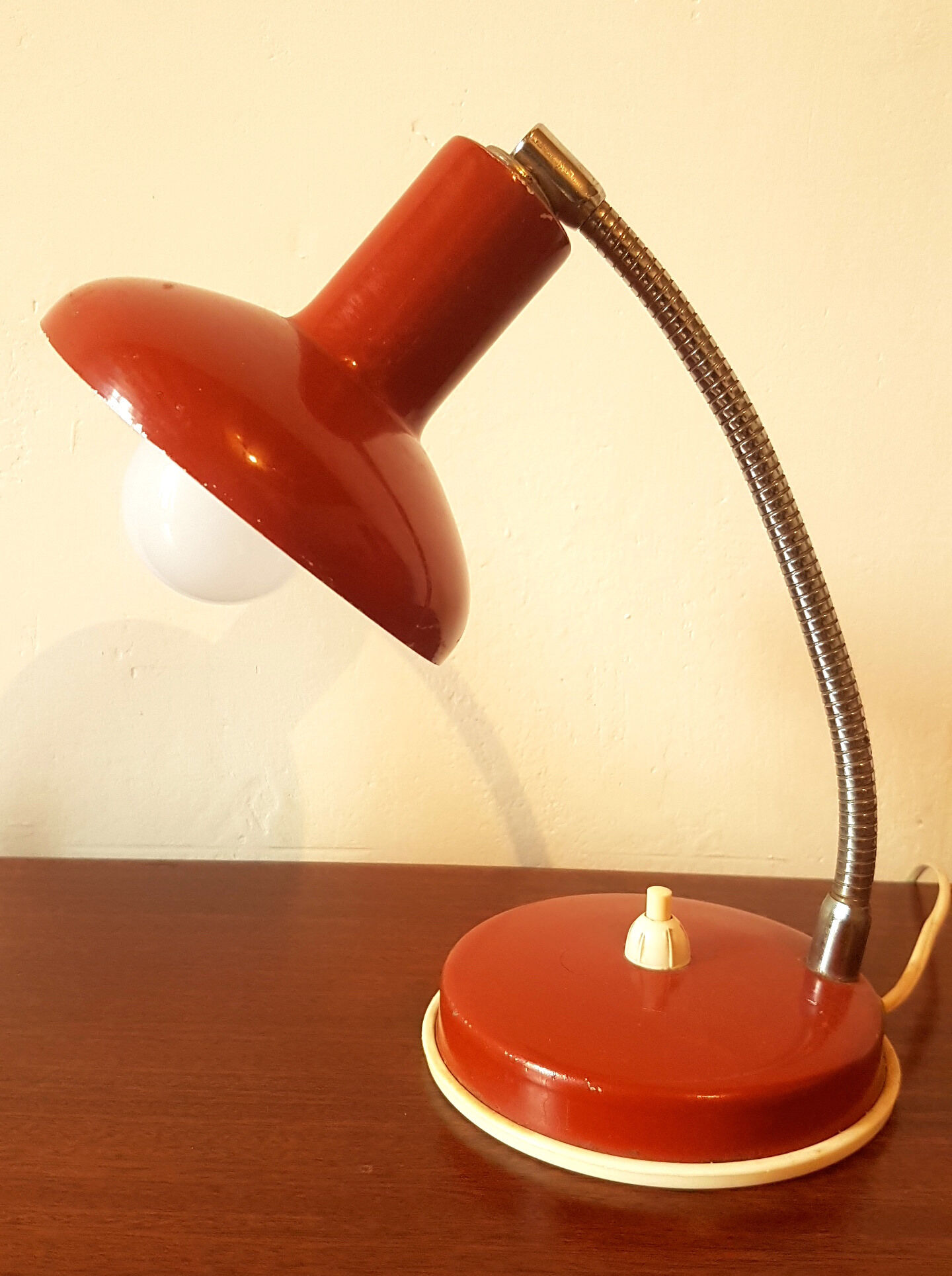 Duo of Red Bedside Lamps, 60s/70s
