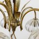 XL Clear Murano Glass and Brass Chandelier, Liberty-Style Organic Leaf Design, Italian 1960s
