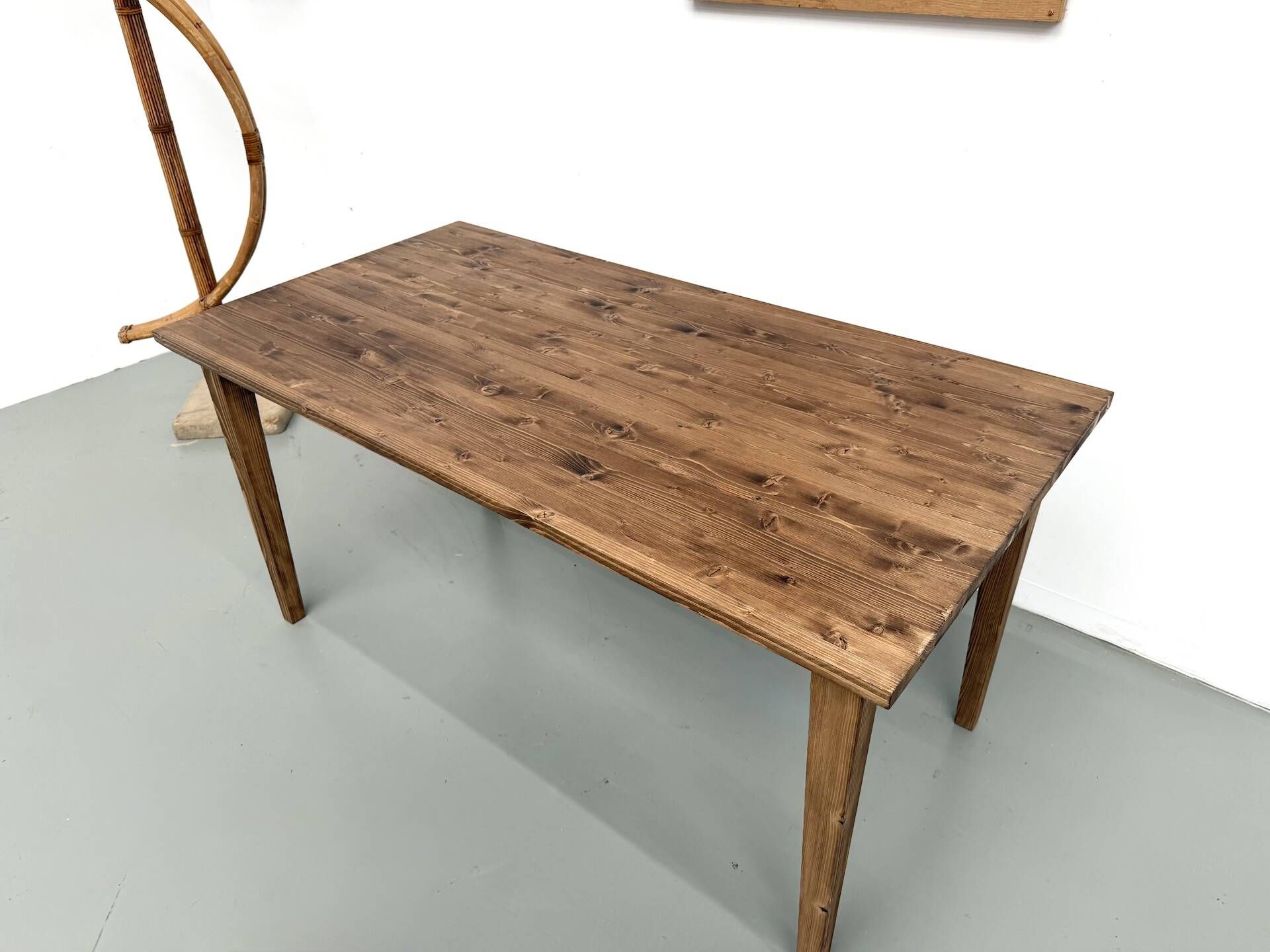 Farm table with tapered legs, L155 cm