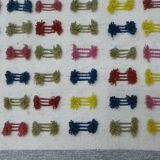 Handwoven Modern Boho Wool Rug with Colourful Patterns and Pompoms