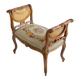 Stool / small bench in canvas, canework and wood late 19th century