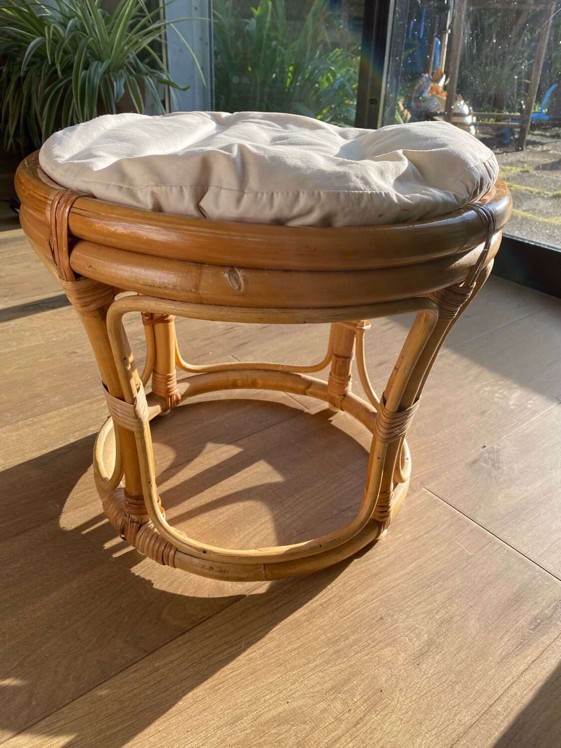 Tabouret en bambou années 50