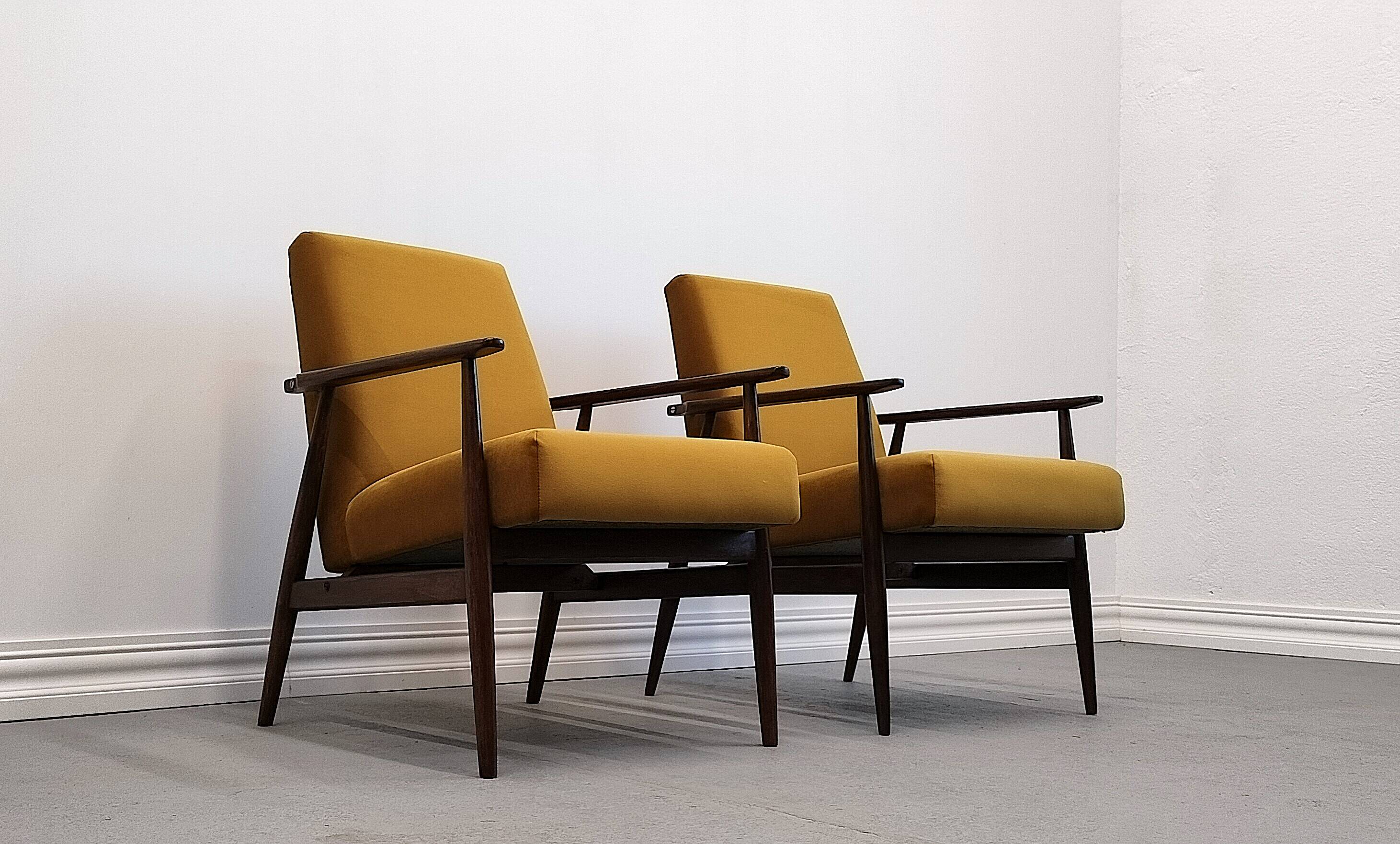 1960 Henryk Lis Mid Century armchair in Goldenrod velvet