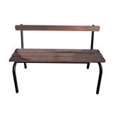 Vintage school bench with backrest