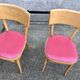 Lot of 4 baumann chairs bistrot parisian barter beech wood and red skaï
