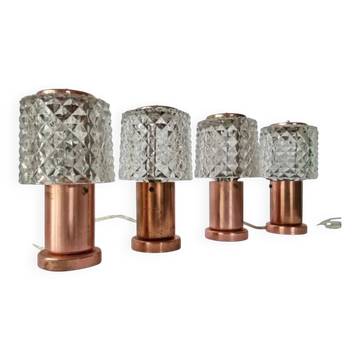 Set of Four Mid-Century Table Lamps Kamenicky Senov, 1970s