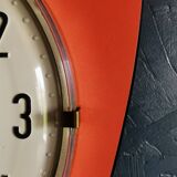 Vintage formica clock asymmetrical silent wall clock "Jaz orange"