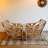 Ensemble de salon en rotin et bambou avec 2 fauteuils