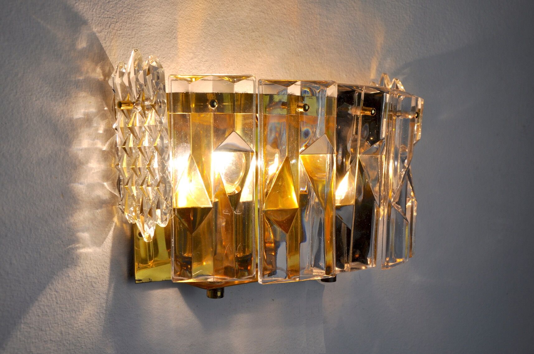 Kinkeldey wall lamp, 6 crystals, Germany, 1970