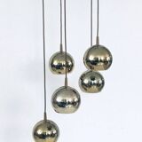 Golden Cascade 5-Ball Ceiling Lamp, Italy, 1980s