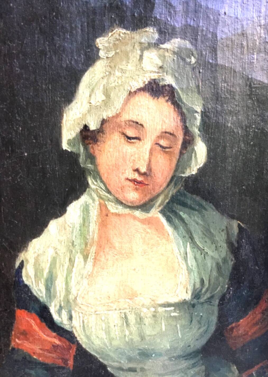 French school from the end of the 18th century.oil on canvas.portrait of a young woman