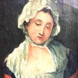 French school from the end of the 18th century.oil on canvas.portrait of a young woman