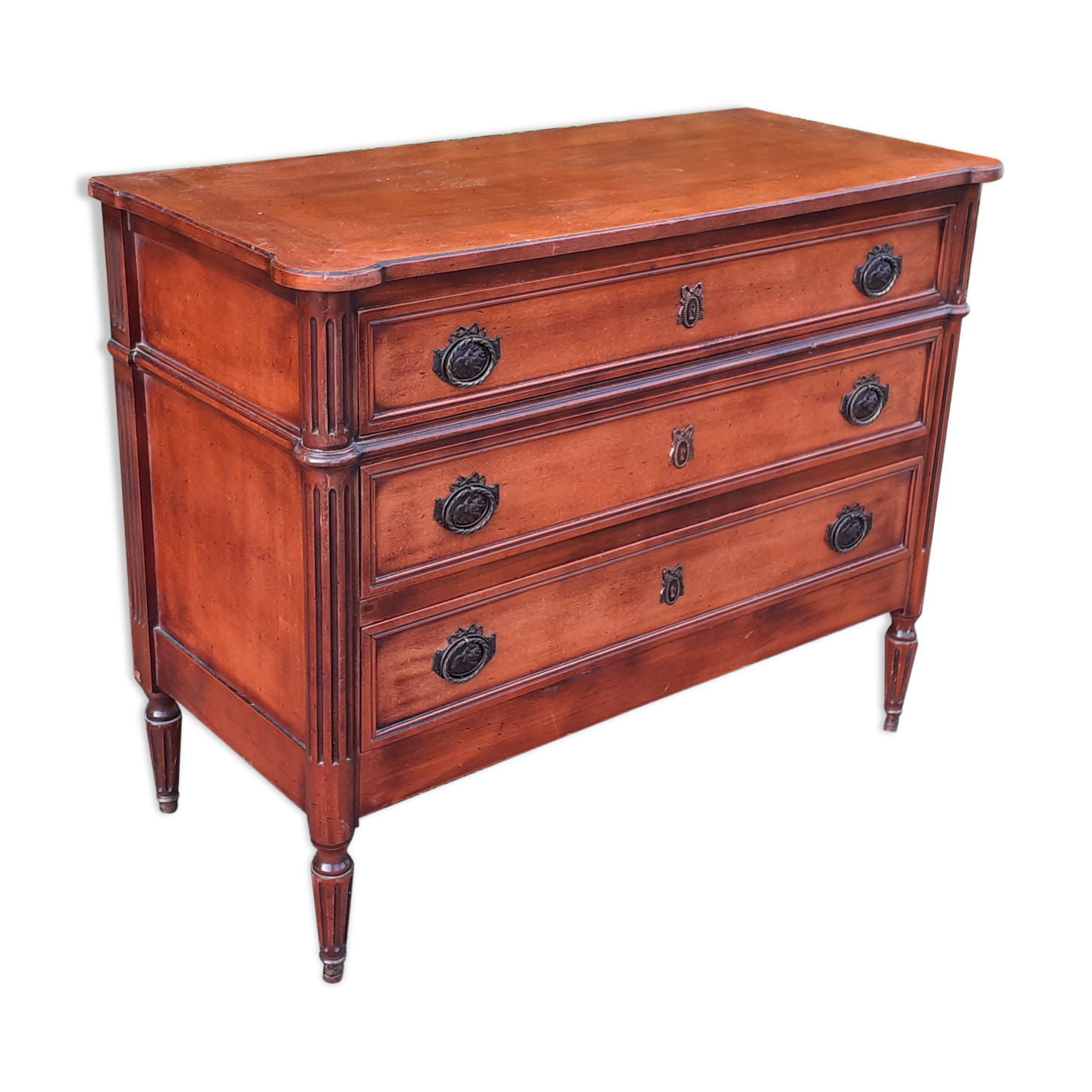 Chest of drawers 3 drawers louis XVl style wood and bronze