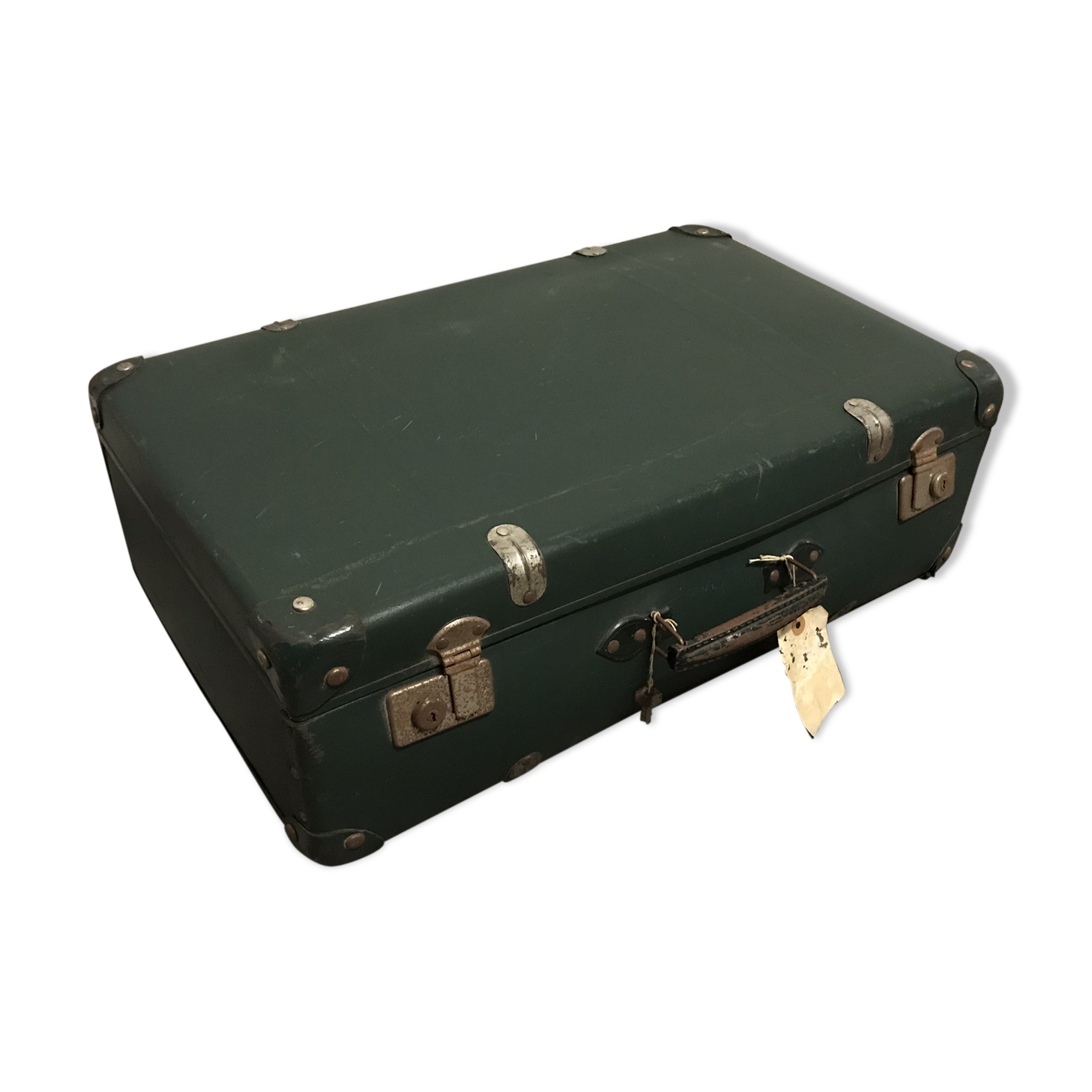 Vintage green case in vulcanized fiber