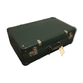 Valise verte vintage en fibre vulcanisée