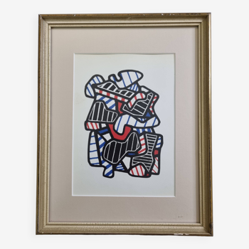 Sérigraphie d'après Jean Dubuffet encadrée sous verre 24 cm par 30 cm