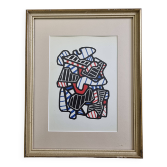 Sérigraphie d'après Jean Dubuffet encadrée sous verre 24 cm par 30 cm