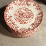 Johnson bros coaching scenes glossy porcelain dessert flat plates diameter: 18,18cm, 8 p