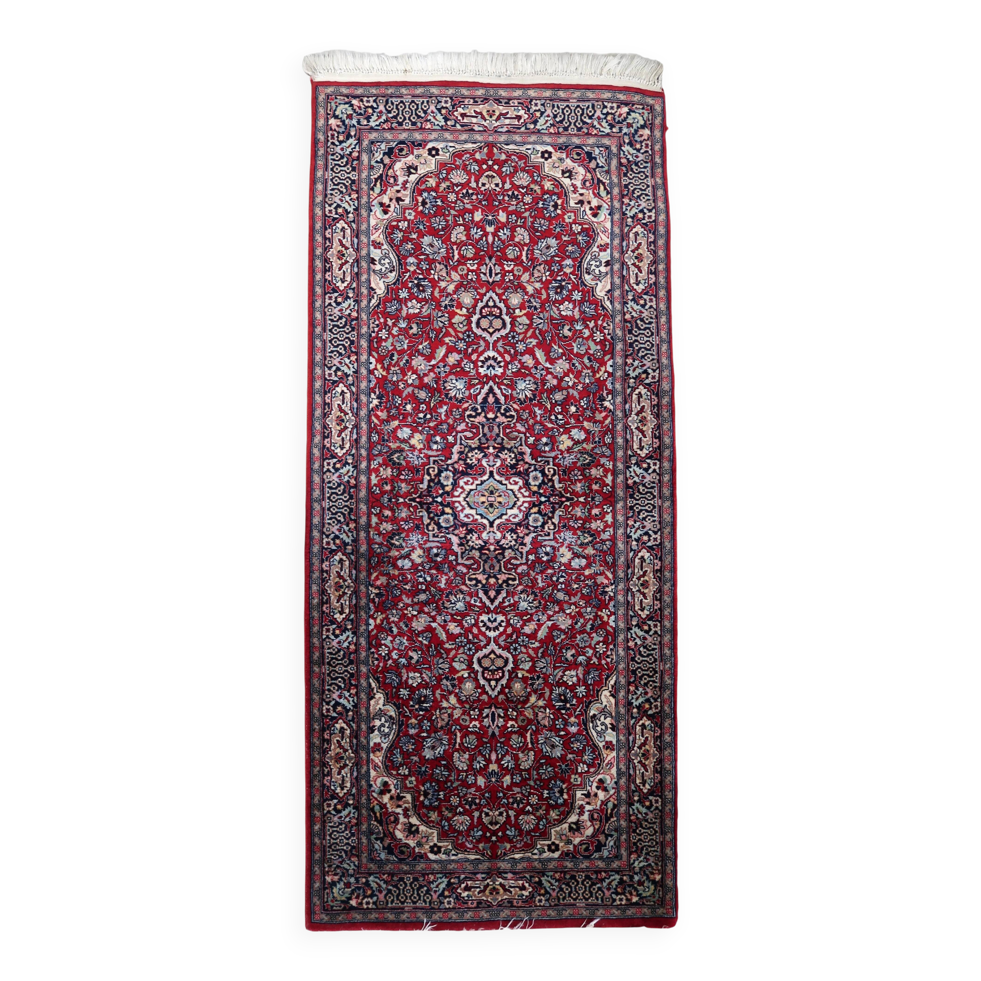 Tapis persan Kashan vintage fait main 76 cm x 179 cm, années 1960