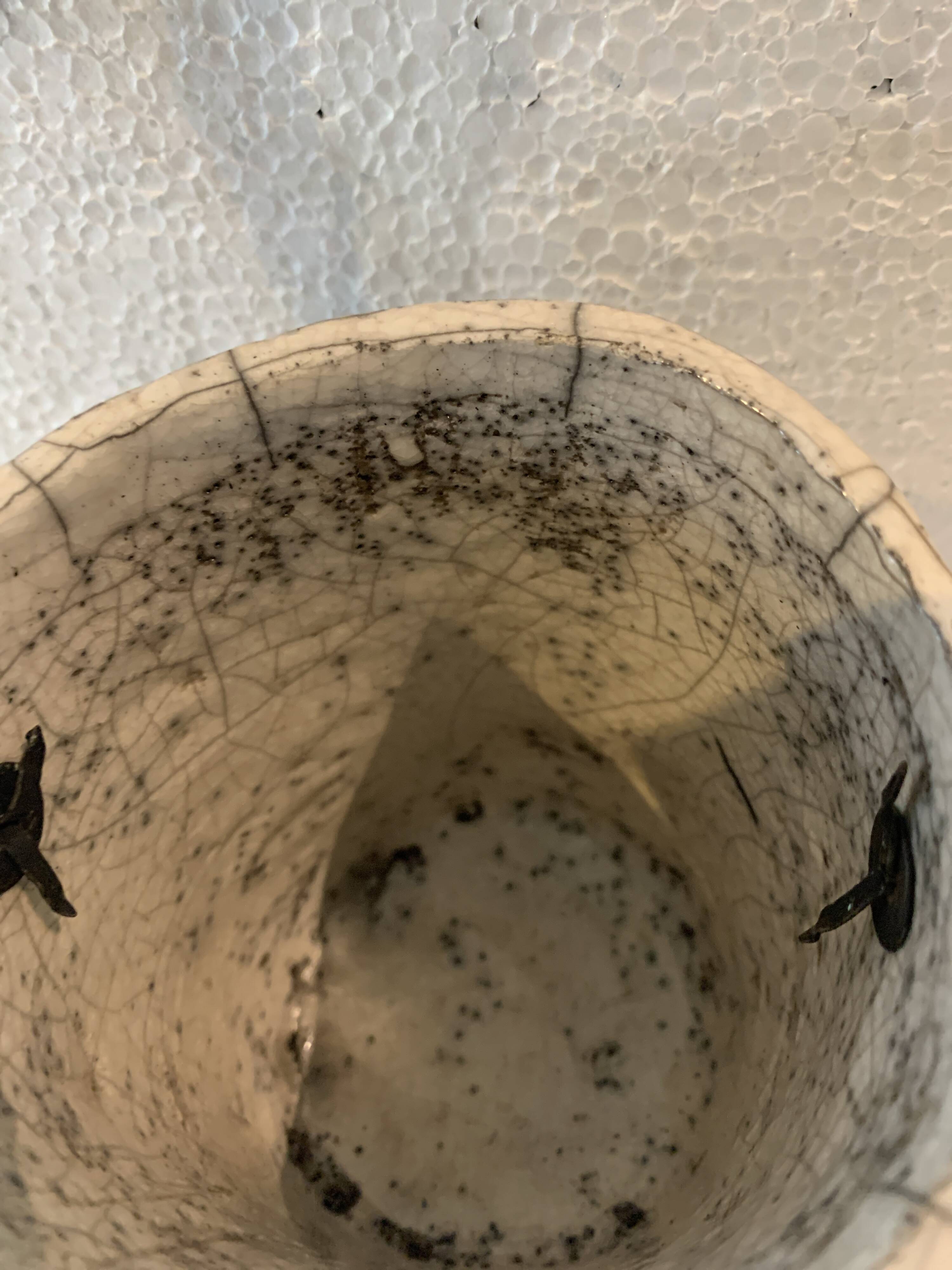 20th century enameled ceramic ice bucket