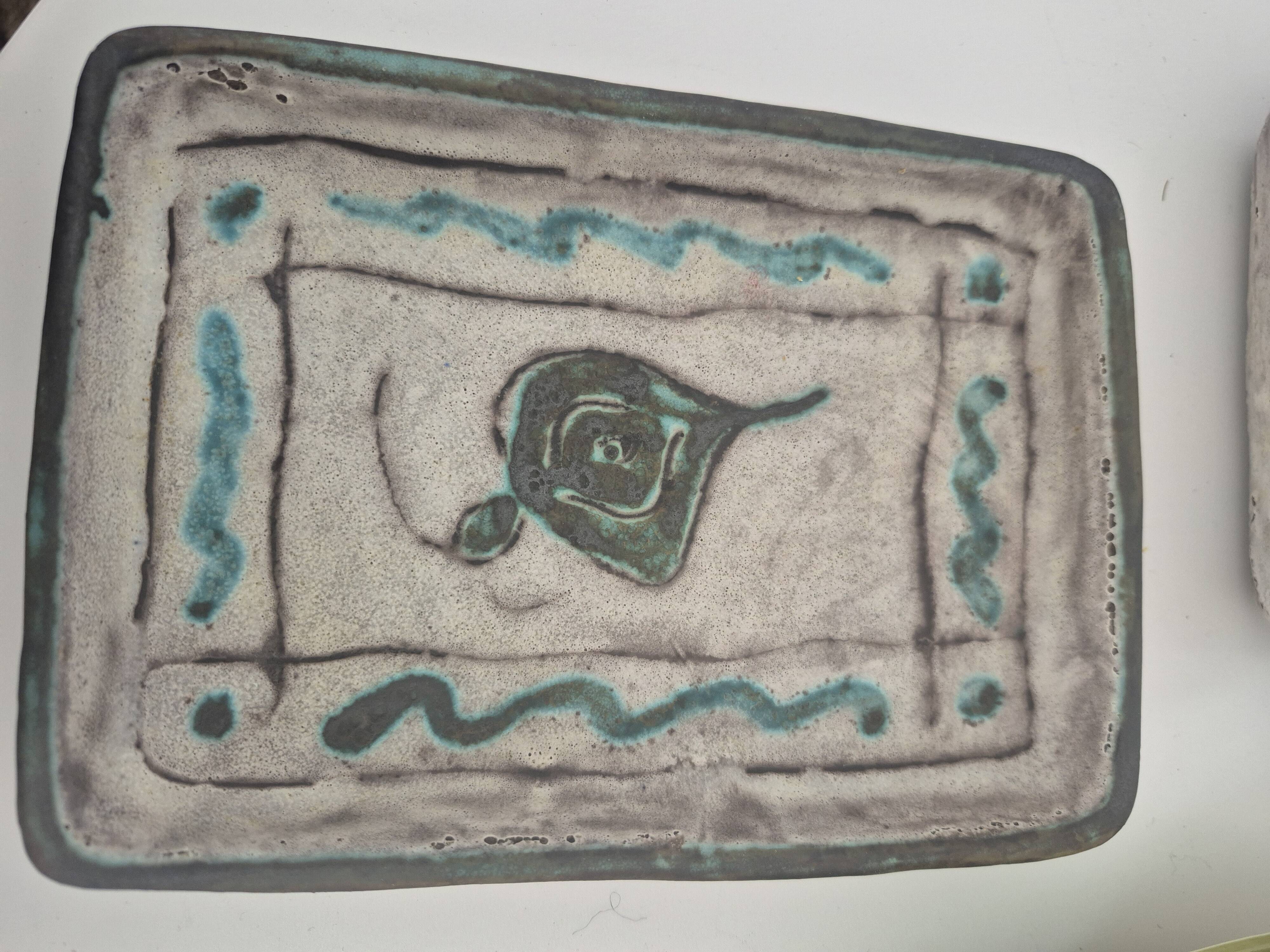 Massier Vallauris enamelled ceramic pocket emptier – polychrome floral decoration