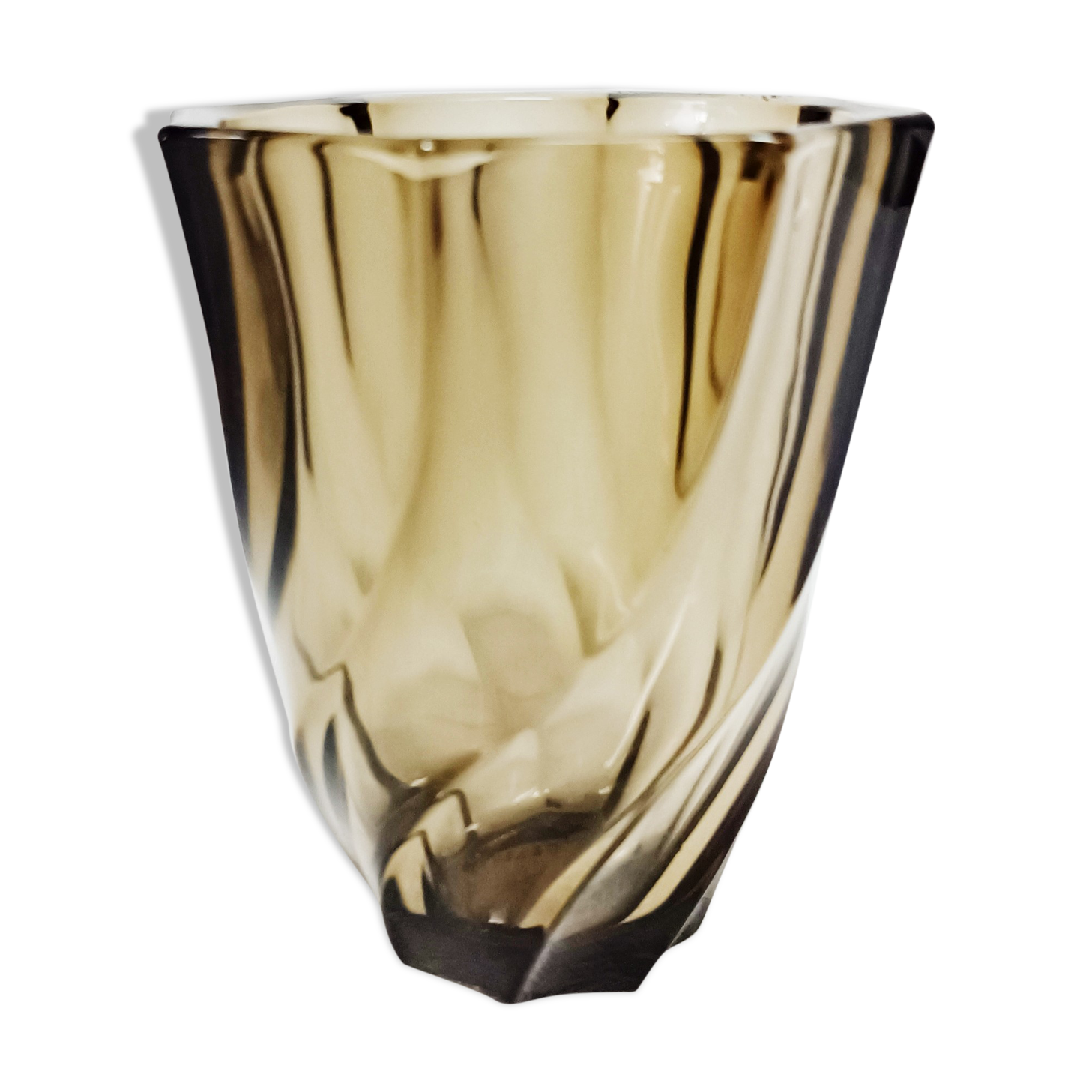 Smoked glass whirlwind vase Lever