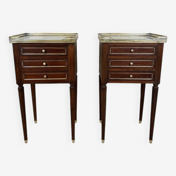 Pair of Louis XVI style mahogany bedside tables 1960s