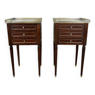 Pair of Louis XVI style mahogany bedside tables 1960s
