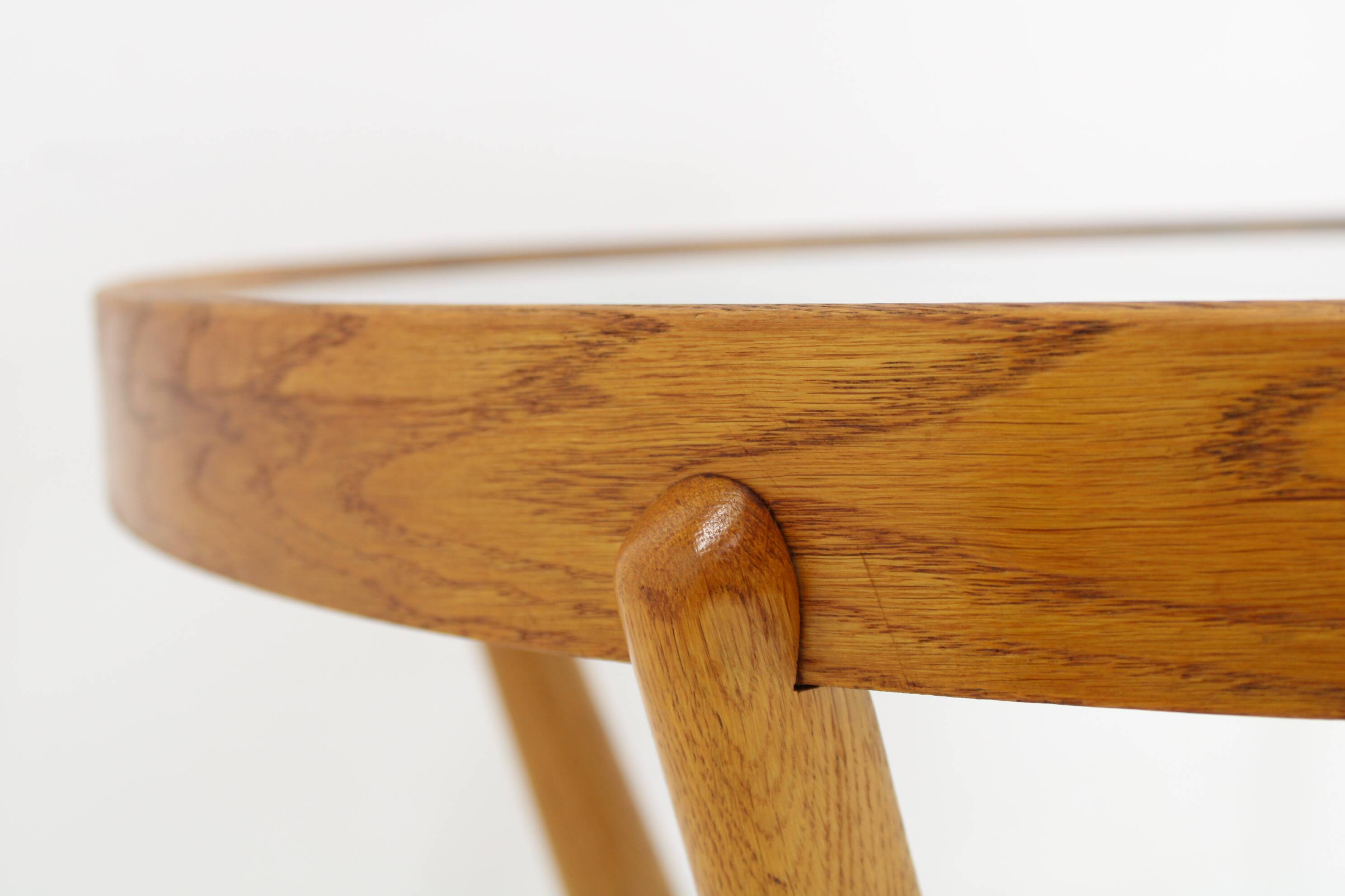 1960s Karel Kozelka & Antonin Kropacek Oak & Glass Coffee Table for Interier Prah