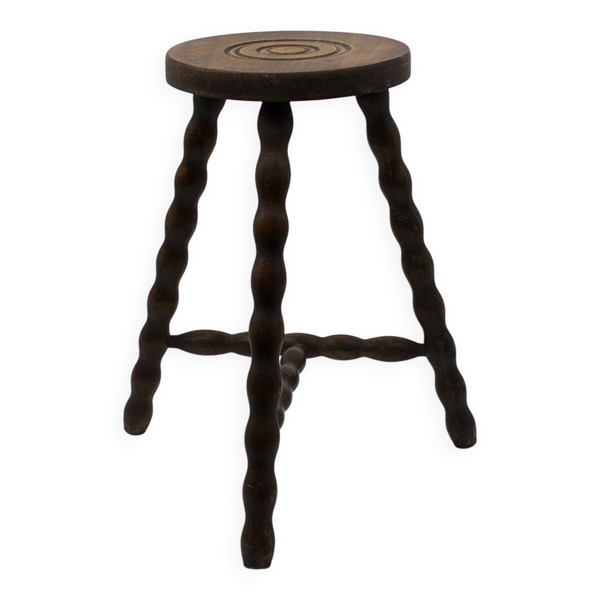 Vintage turned wood stool / plant stand / side table