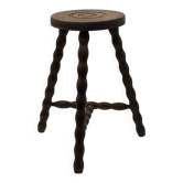 Vintage turned wood stool / plant stand / side table
