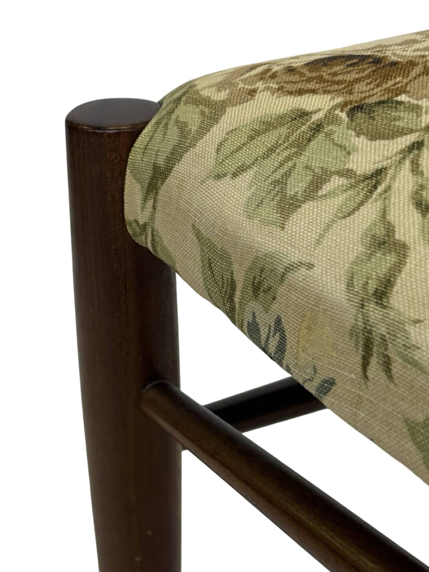 Vintage Dining Chair Flower Upholstery 1960s Teak