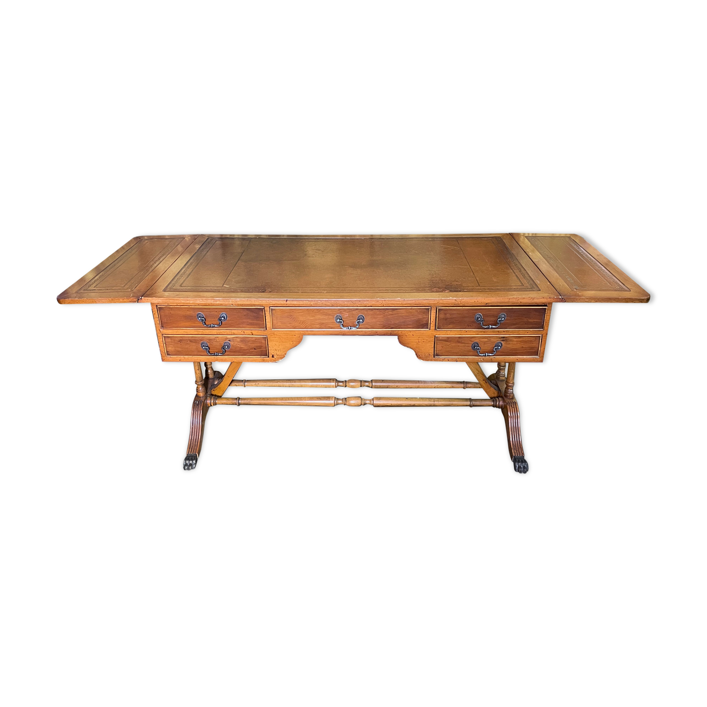 English style flat desk in leather