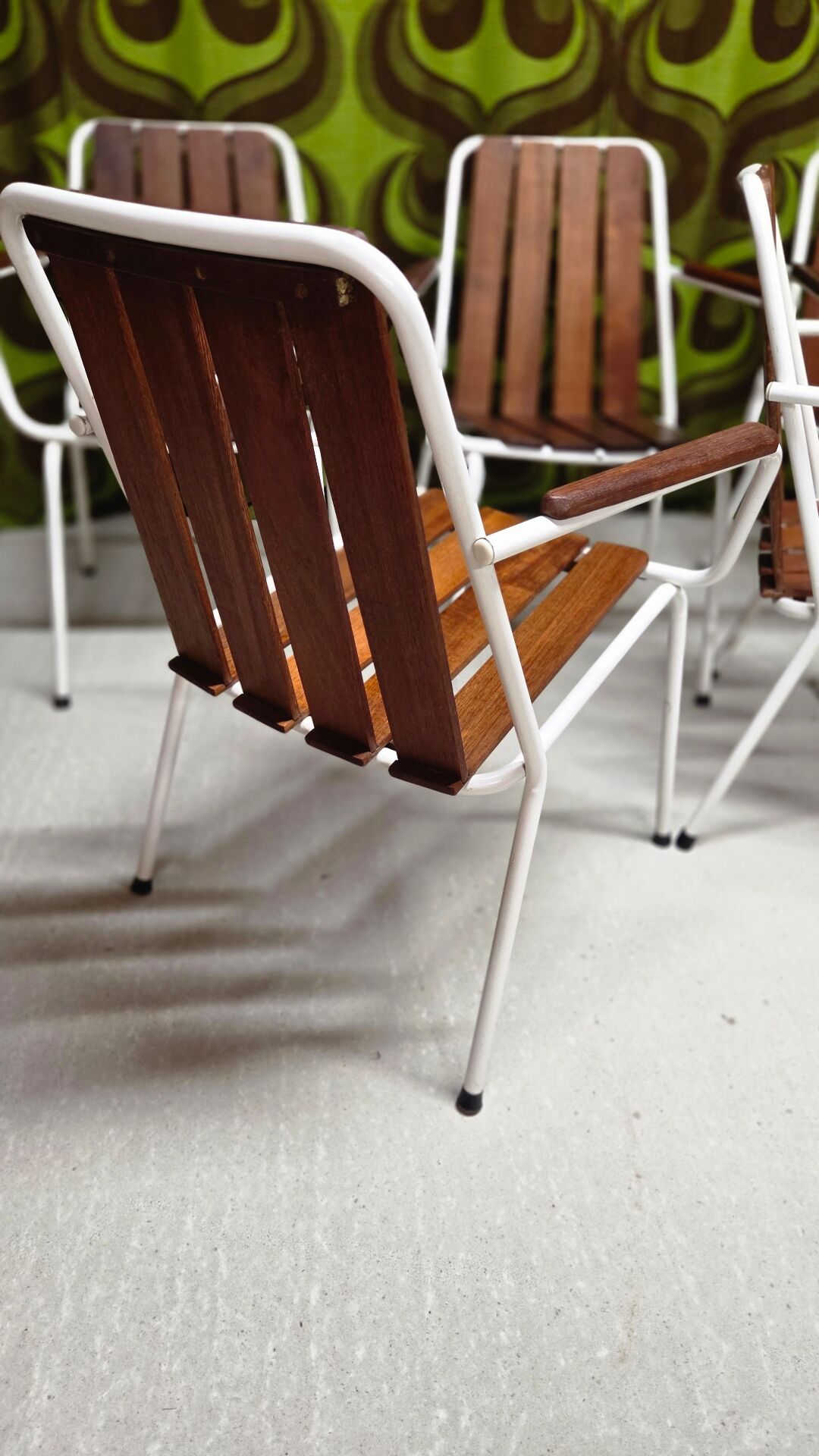 Salon de jardin vintage scandinave Daneline Teck Danemark 1960"