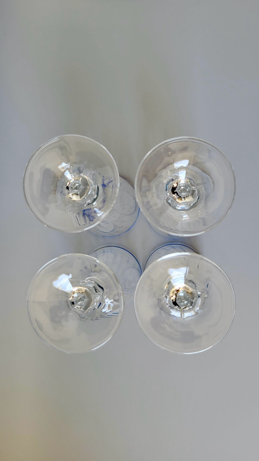 blue trimmed footed glasses