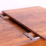 Walnut adjustable dining table, 1930s, Czechoslovakia