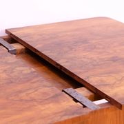 Walnut adjustable dining table, 1930s, Czechoslovakia